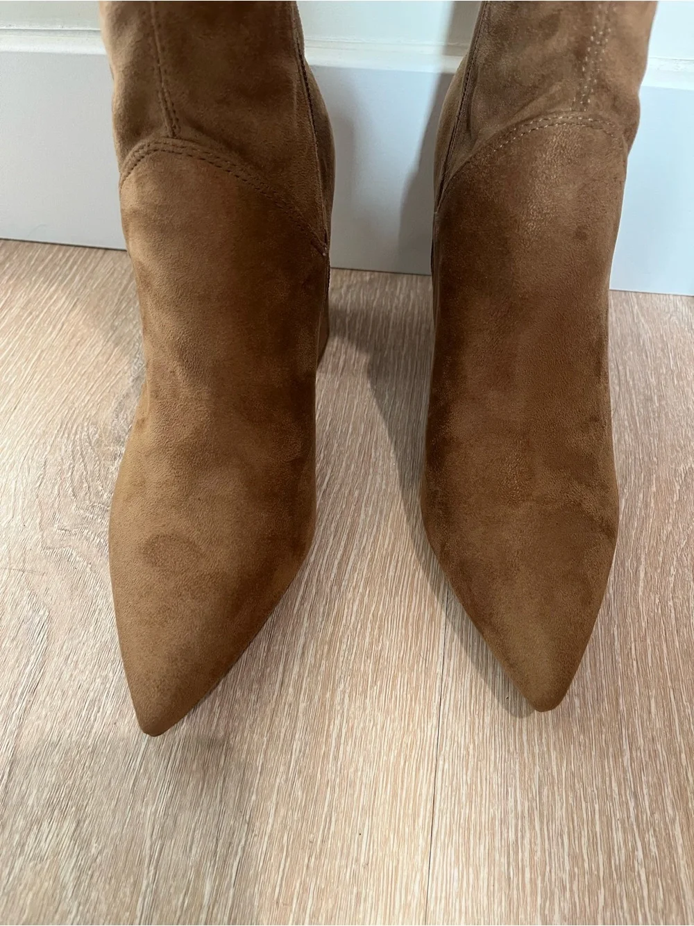 Nine West Ceeya Dark Natural Tan Suede Over-the-Knee Heel Boots NIB Size 8.5